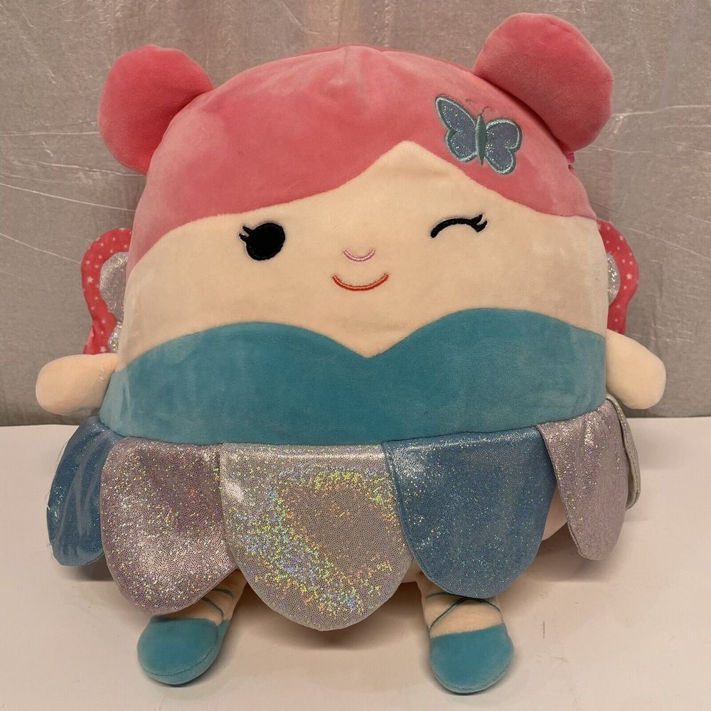 Squishmallows Wendy the Frog Fairy Plush Toy 14 Inch Pink Blue Glitter - Picture 1 of 5